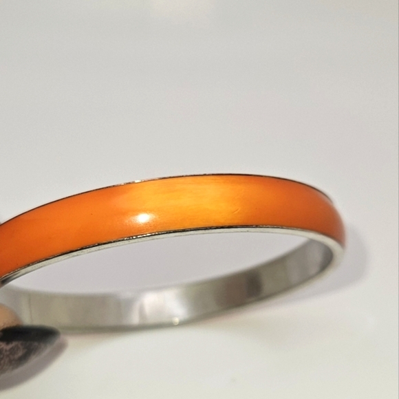 ๐ข3/$19๐ข Orange Silver Tone Metal Acrylic Vintage Bangle Bracelet - Picture 5 of 5